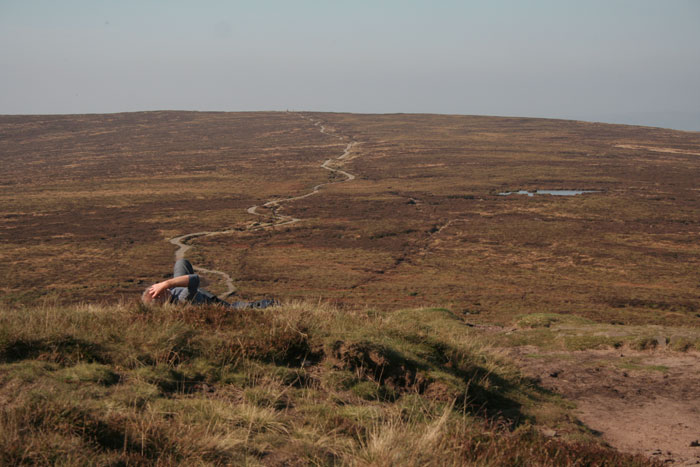 Long winding path to the rather indistinct summit of Black Mountain